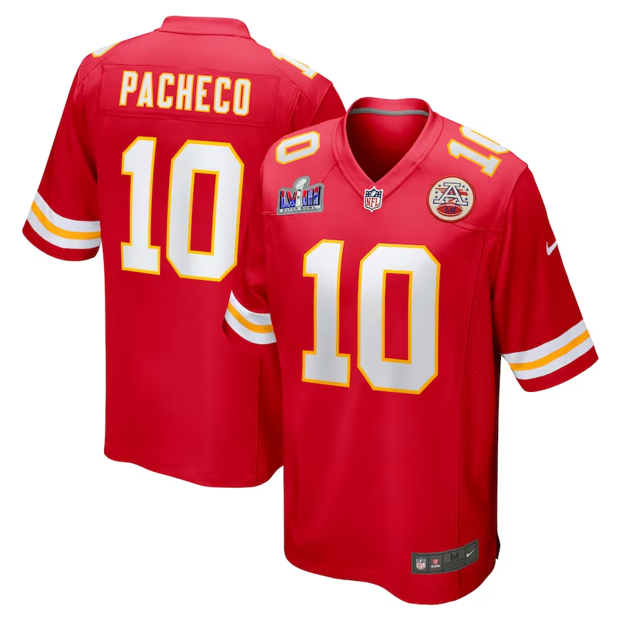 Men's Kansas City Chiefs Isiah Pacheco #10 Red Super Bowl LVIII Jersey